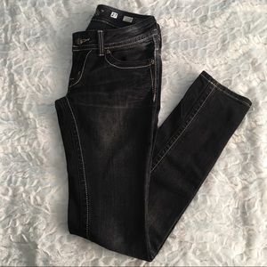 MISS ME BLACK EMBELLISHED DENIM SKINNY JEANS 27